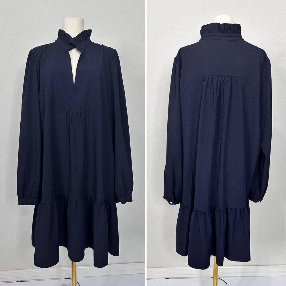 Tuckernuck Navy Crepe Palmerston Tiered Shift Dress Tuckernuck XXXL Preppy Chic - Picture 4 of 13